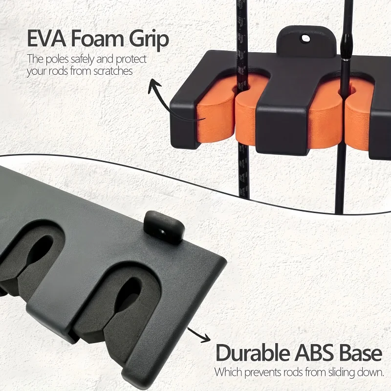 Suporte de Vara de Pesca para Parede (2 unidades), Suporta 16 Varas, Resistente e Fácil de Instalar com Parafusos para Garagem/Barco, Armazenamento de Varas de Pesca