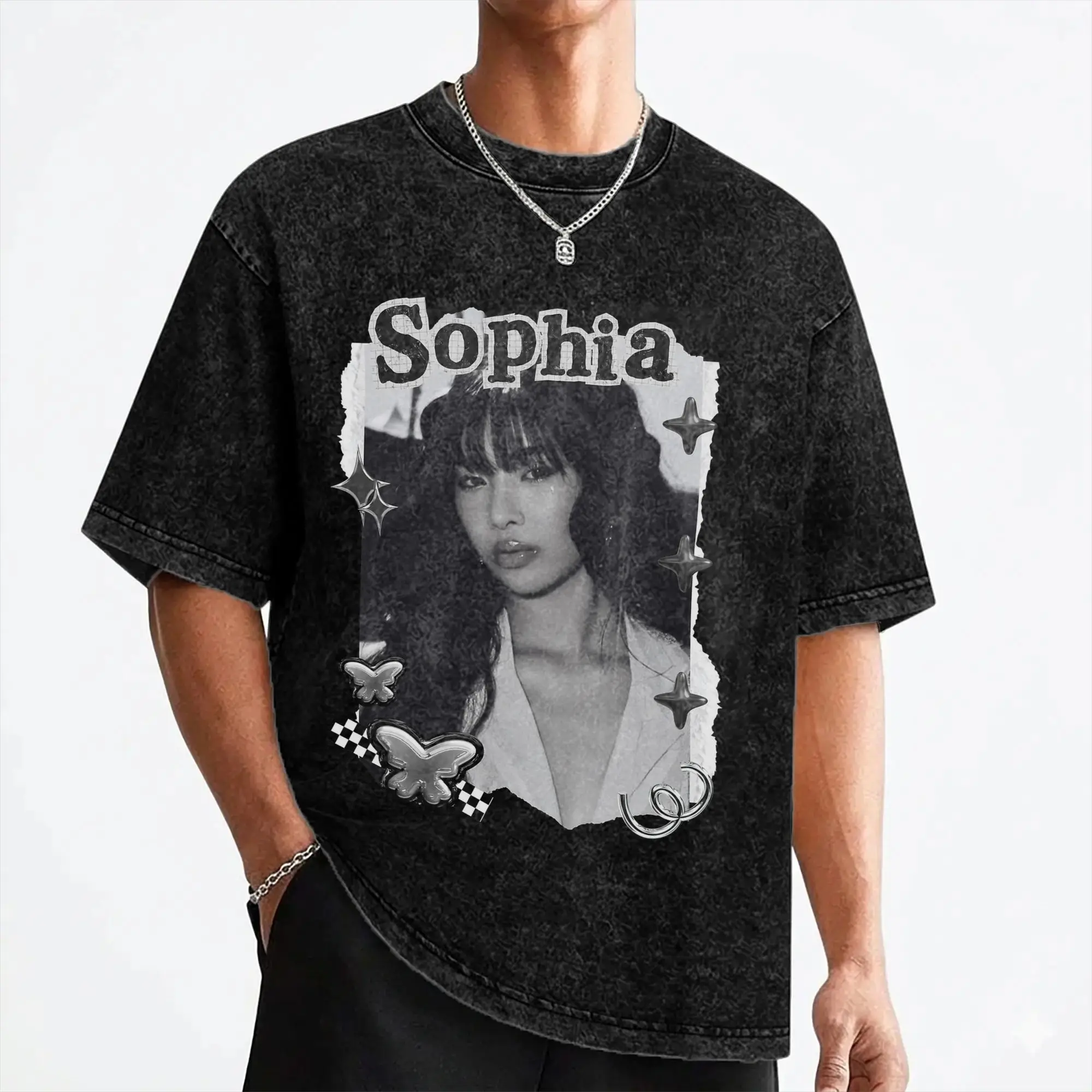Sophia Katseyes Kpop Girl Group T Shirt Washed Short Sleeve Harajuku T-Shirt  Cool for Men Women Streetwear Summer Tops Tees