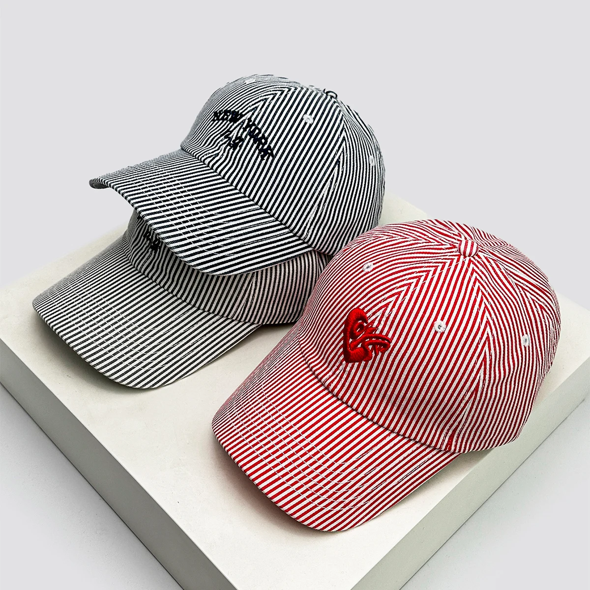 

New Unisex Vertical Stripes Embroidered Love Letter Baseball Hats Versatile Casual Sunshade ins Peaked Caps Fashion Retro Niche