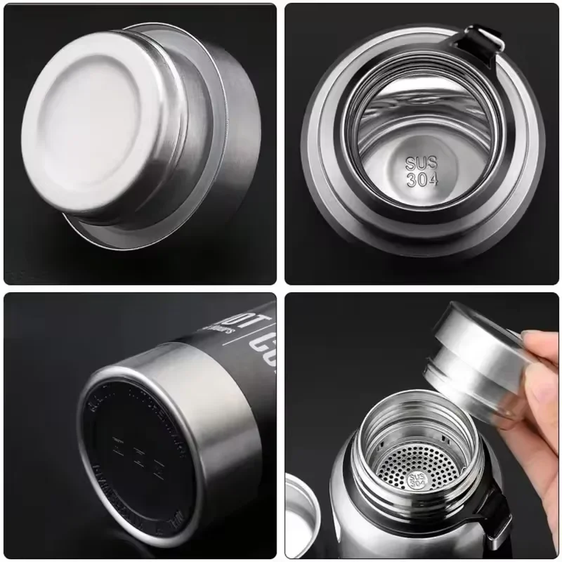 304 Stainless Steel Vacuum Flask 1000ml Premium Thermos Cup Bottle Portable Insulated Tumbler with Rope Thermo Bottle Drinkware