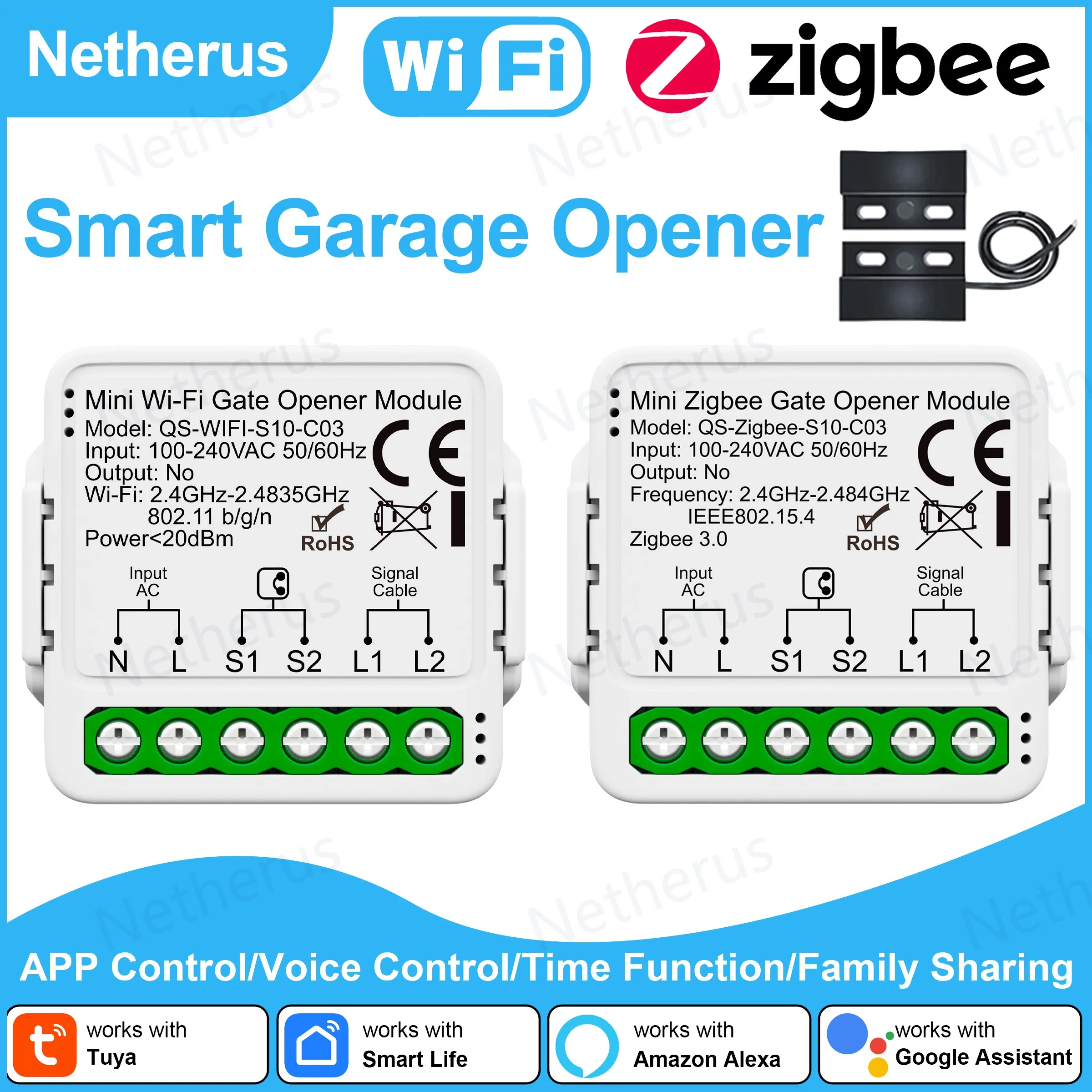 

Смарт-Открыватель двери Tuya, Wi-Fi/Zigbee модуль контроллера двери, совместим с Alexa Echo Google Home Siri