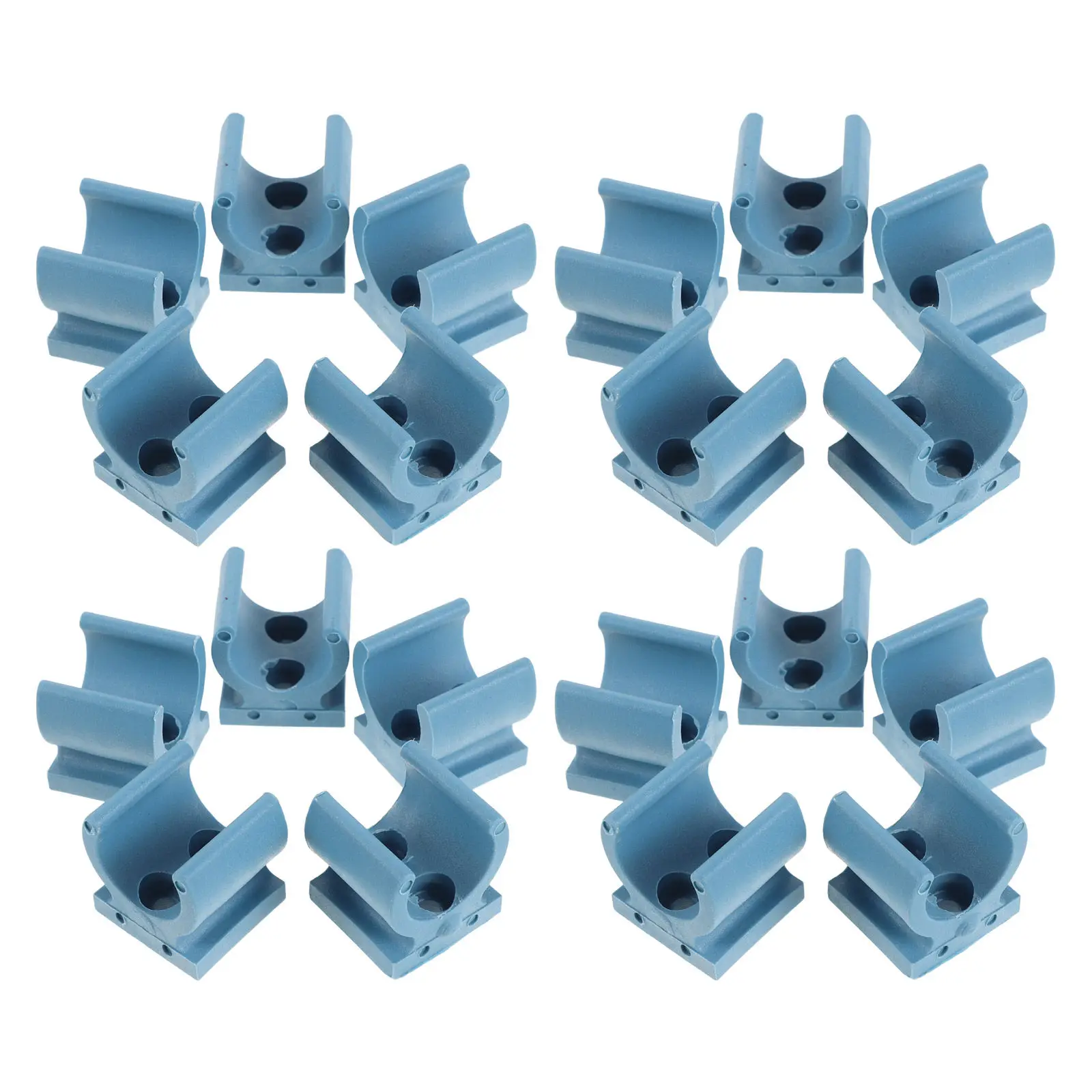 20Pcs Plastic Tube Clips Commode Chair Pipe Fasteners Blue Toilet Seat Riser Cushion Clamp Wheelchair Toilet Seat Support Mount