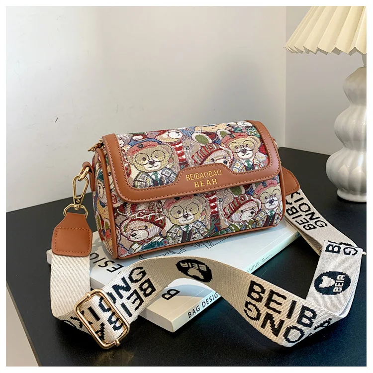 New Trendy Unique Design Cartoon Bear Single Shoulder Bag Chic Crossbody Bag Original Women's Shoulder Bag Purses and Handbags