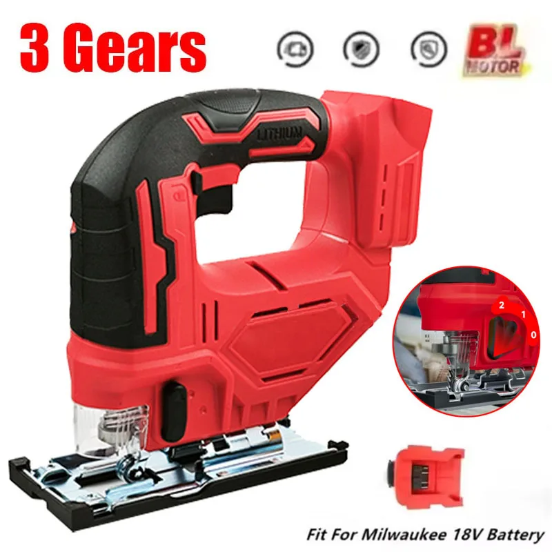 Electric Jig Saw for Milwaukee 18V Battery 2700RPM Variable Speed 3 Position Orbital Setting Cordless Jigsaw Tool (No Battery)