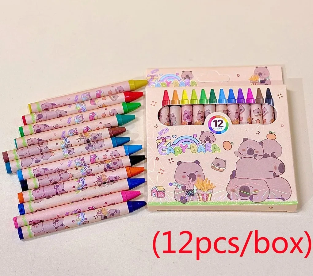 12/36pcs Crayons 12 Colors Cartoon Capybara Crayon Colored Draw Pencil Painting Pen Graffiti Kid Party Birthday Gift