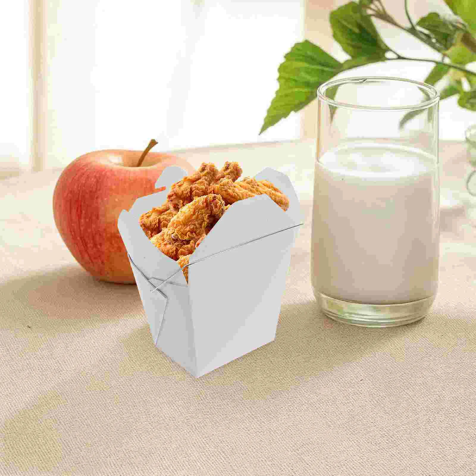 50Pcs Takeaway Food Box Chinese Containers Small Out Boxes Mini Iron Takeout Wire Handle Hot Cold Paper Restaurant