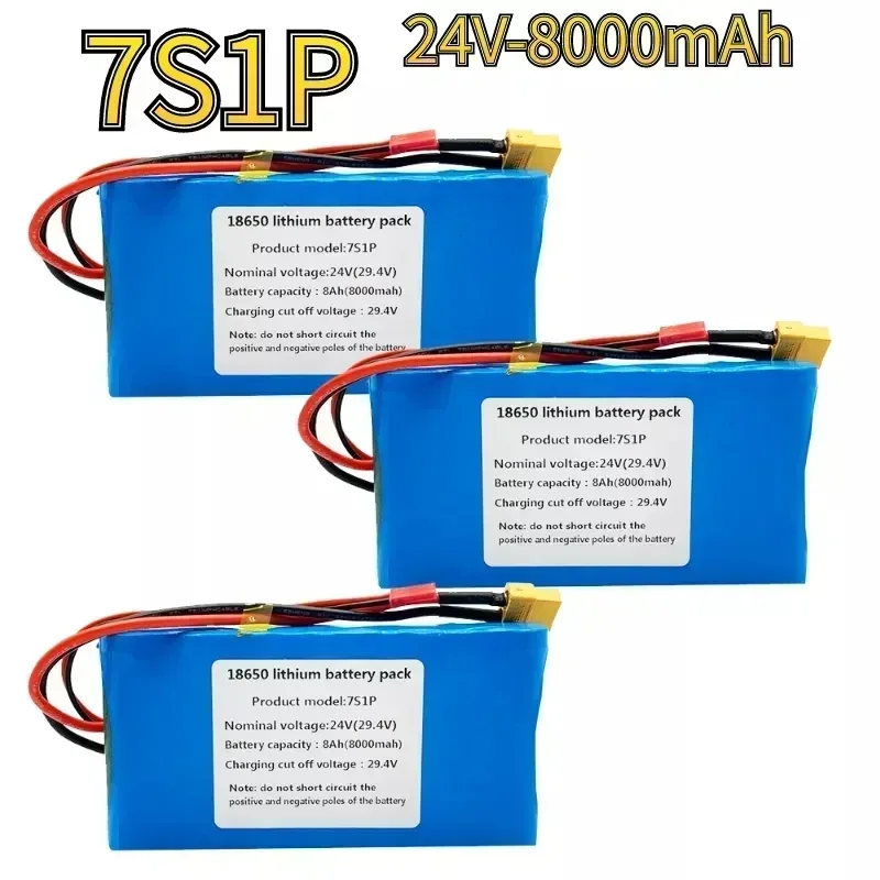 New 7S1P 24V 8000mah 18650 Lithium Ion Battery Pack Is Suitable for Scooter Toy Bicycle with Built-in BMS and Charger Sales