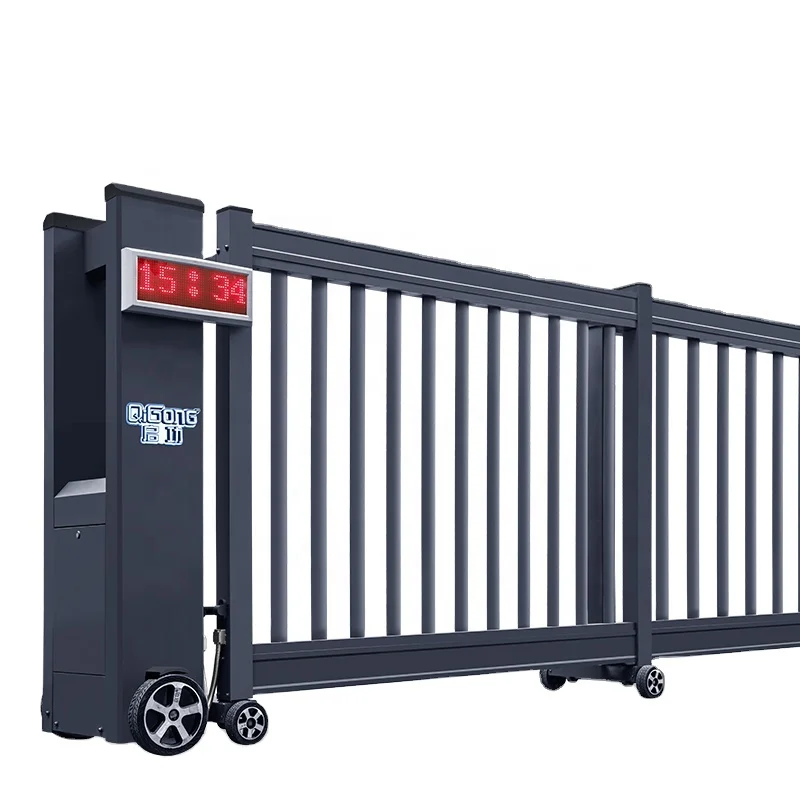 

Automatic School Style Aluminum Sliding Gate 3D Model Design Industrial Main Entrance Gate For Warehouse Use