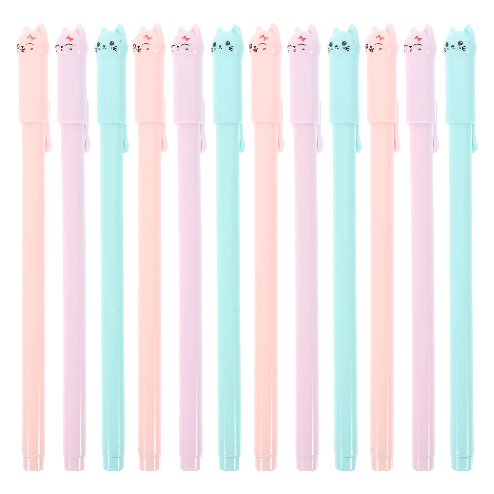 

12pcs Kitten Neutral Pen Cute Gel Ink Colorful Cat Writing School Office Supplies Pink Purple Green Each Smooth Writing