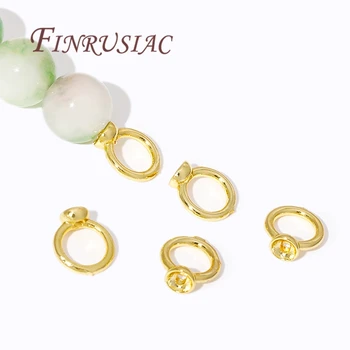 Tapa de extremo de latón chapada en oro de 7,5 MM y 18K para fabricación de joyas, conector de extremos con bucle, suministros para joyería, accesorios para pulseras DIY
