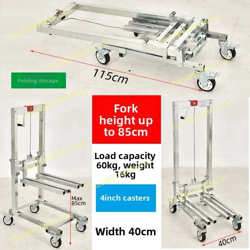 Loading Artifact Lifting Handling Forklift Lift Portable Folding Retractable Trolley Bearing 60Kg Adjustable Hand