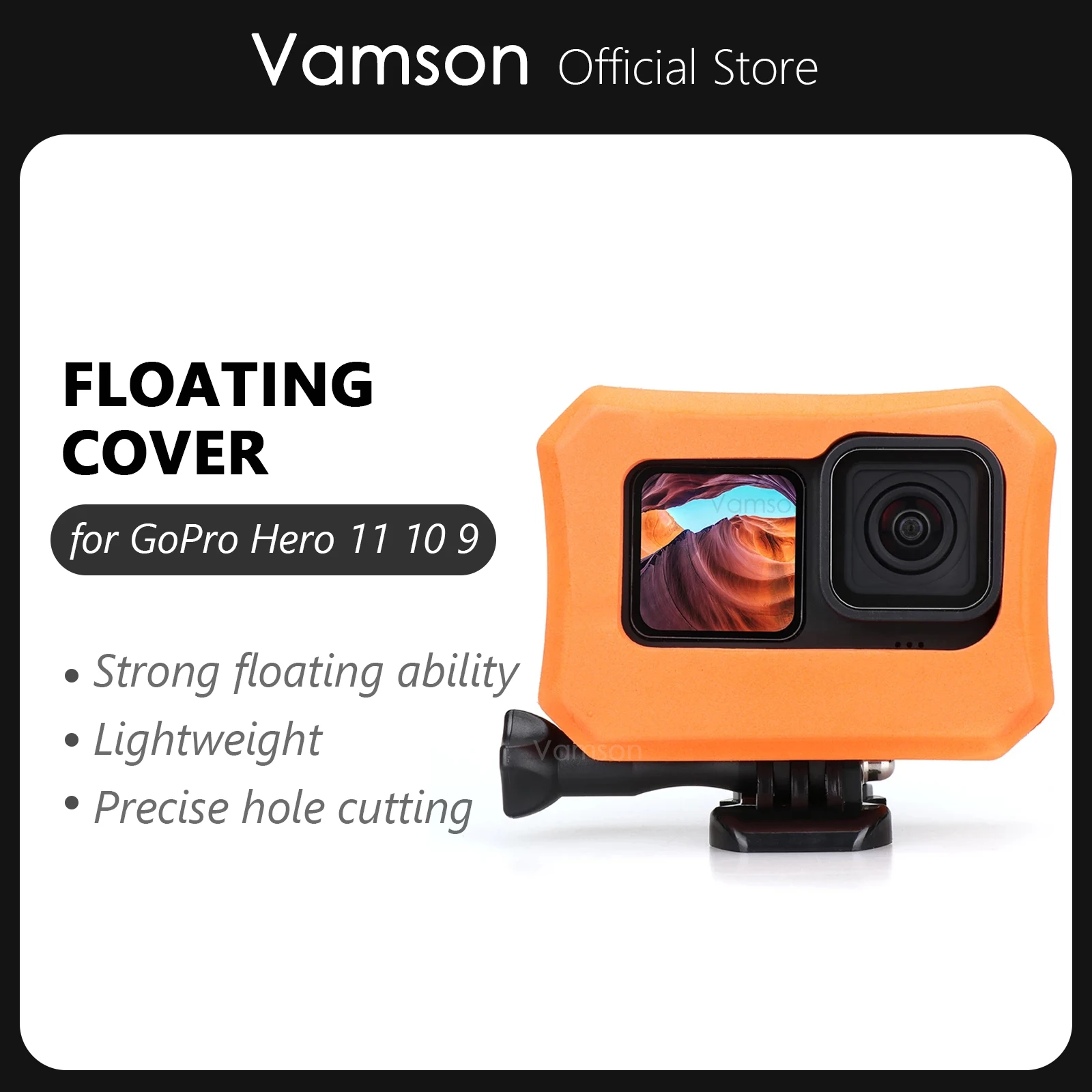 Vamson Orange EVA Floaty Protective Case Cover for GoPro Hero 13 12 11 10 9 Accessories Floating Housing for Surfing Snorkeling