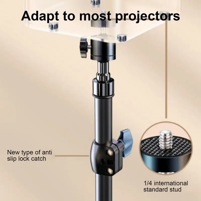 범용 접이식 접이식 프로젝터 스탠드, 침대 옆 바닥 데스크탑 삼각대, 금속 두꺼운 내구성, 범용 팬 틸트 프로젝션