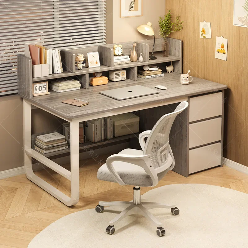 Firm Desk Simple Bookshelf Integrated Learning Desk Multi-purpose Office Computer Table And Chair Factory