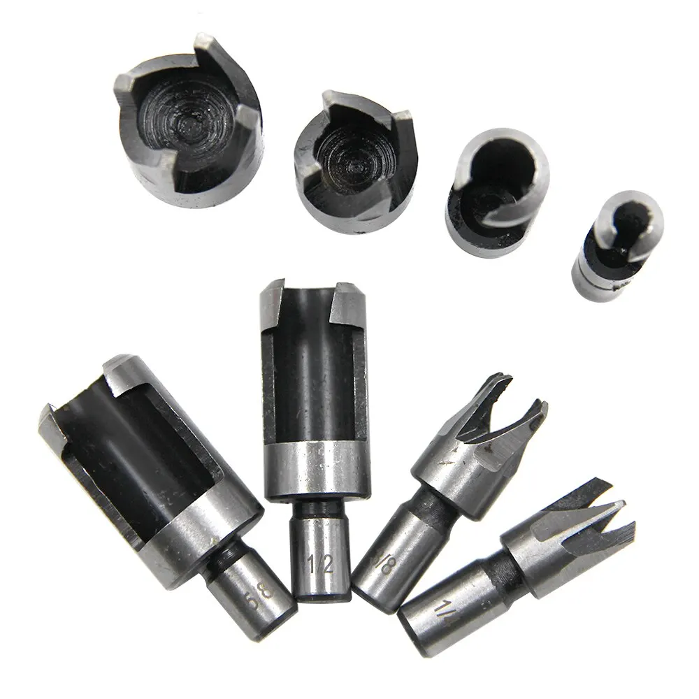 4/8pcs Wooden Plug Drill Removal Tool Set round Handle Barrel/Claw Type Woodworking Hole Opener Reaming Drill Bit Cutting Tool