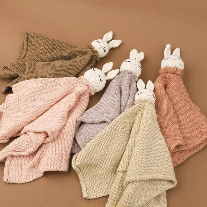 

E7CE Infant Teether Blanket Rabbit Appease Towel Soft Nursing Blanket Gentle & Safe