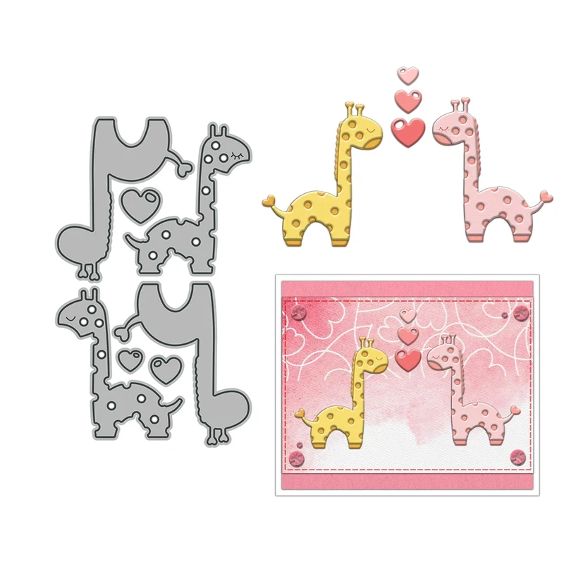 

Cute Love Hearts Giraffe Couple Cutting Dies DIY Scrapbooking Supplies Metal Dies Knife Mold For Cards Albums Decor