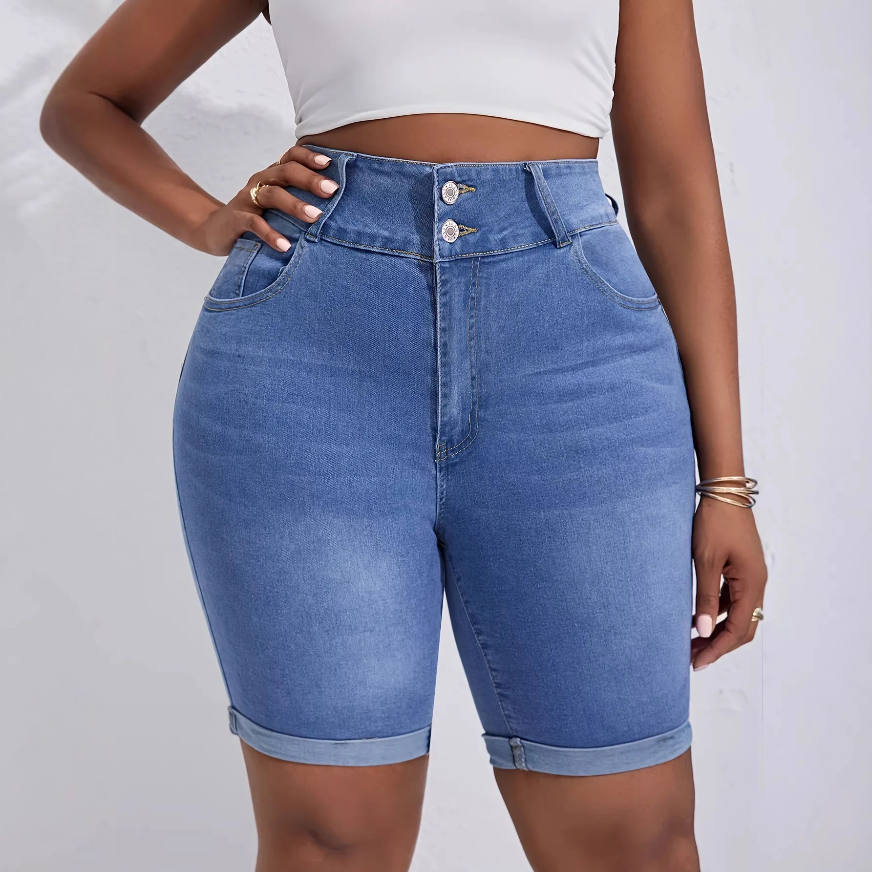 Denim Pant Women Jeans Vintage Short Pants Slim Fit High Waist Straight Trousers Y2k Streetwear Elegant Splice Work Casual 2026