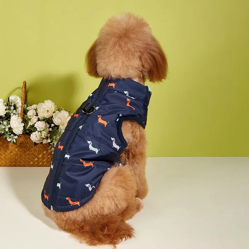 Hundejacke mit Leinenclip für Haustiere, Hunde-Baumwollmantel, Teddy- und Pomeranian-Weste, Wärme – bietet Unterhemd