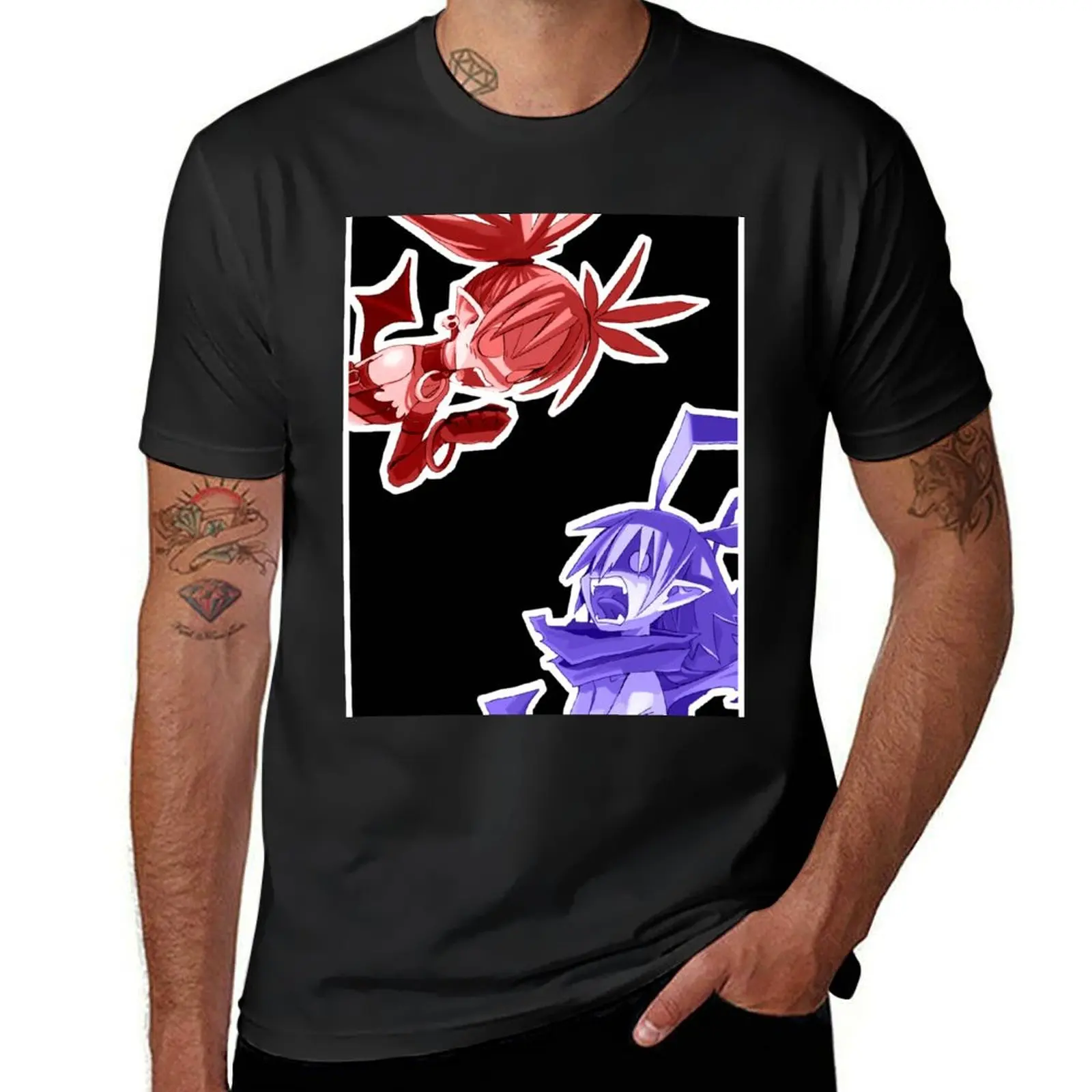 Футболка Disgaea - Laharl и Etna, винтажная одежда, мужская спортивная одежда