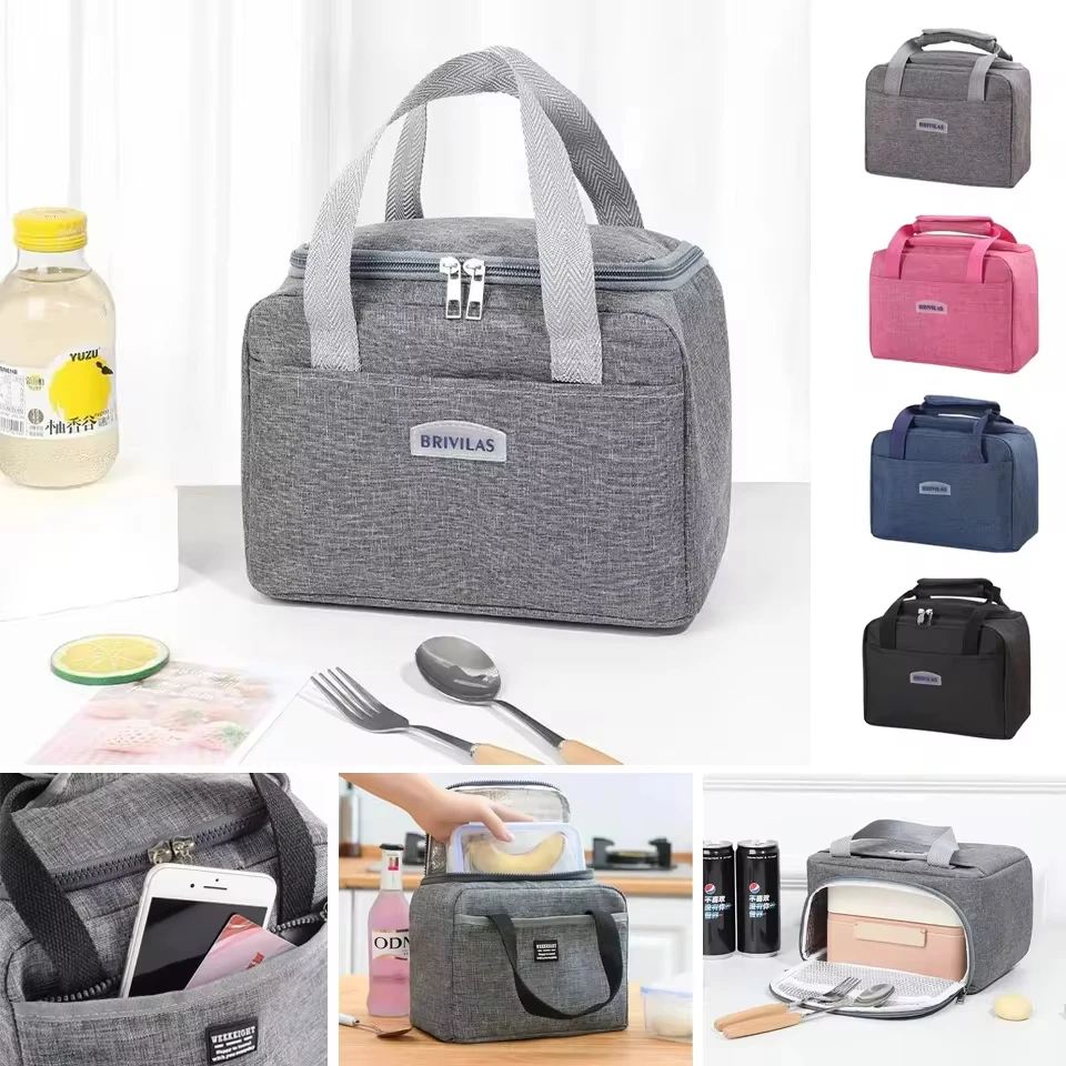 New Portable Lunch Bag Thermal Insulated Cooler Lunch Box Handbag Waterproof Office Work Student Thermal Lunch Box Fridge Bag