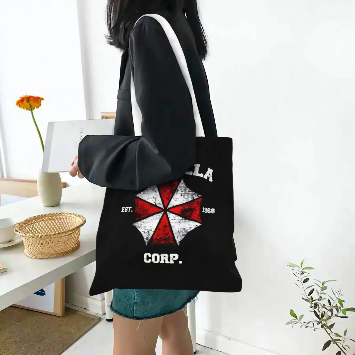 Umbrella Corporation Canvas Tote Handbag Grocery Bags Large Capacity Shopper Bags for Unisex