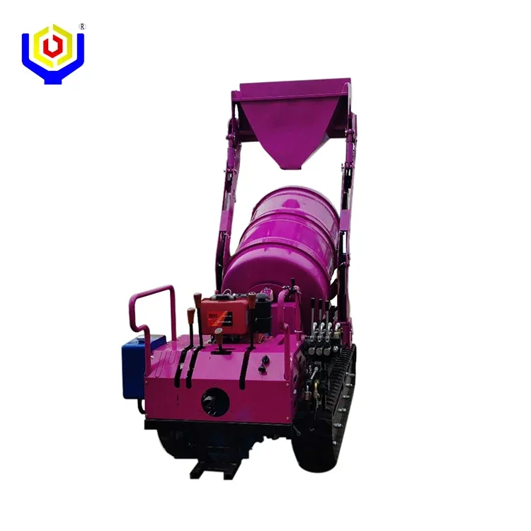 HeavyDuty 1000L Premium Tracked SelfLoading Concrete Mixer Fully Automatic Compact All-Terrain Passability Cement Mixing Machine