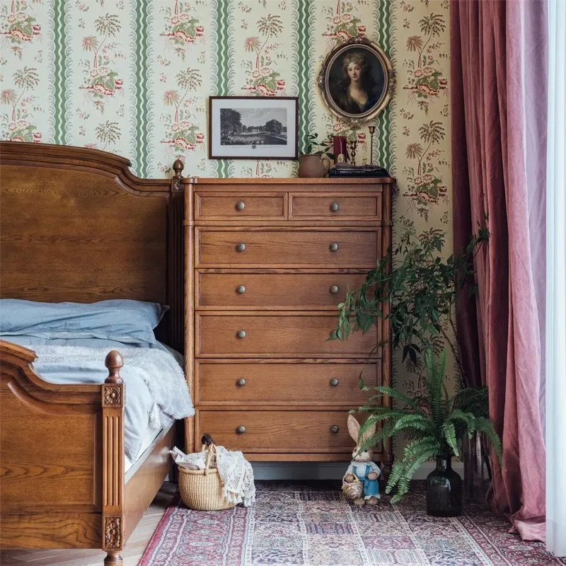 chest of drawers, flip cover, dresser storage, integrated bedroom, multi-functional storage, all-solid wood cabinet