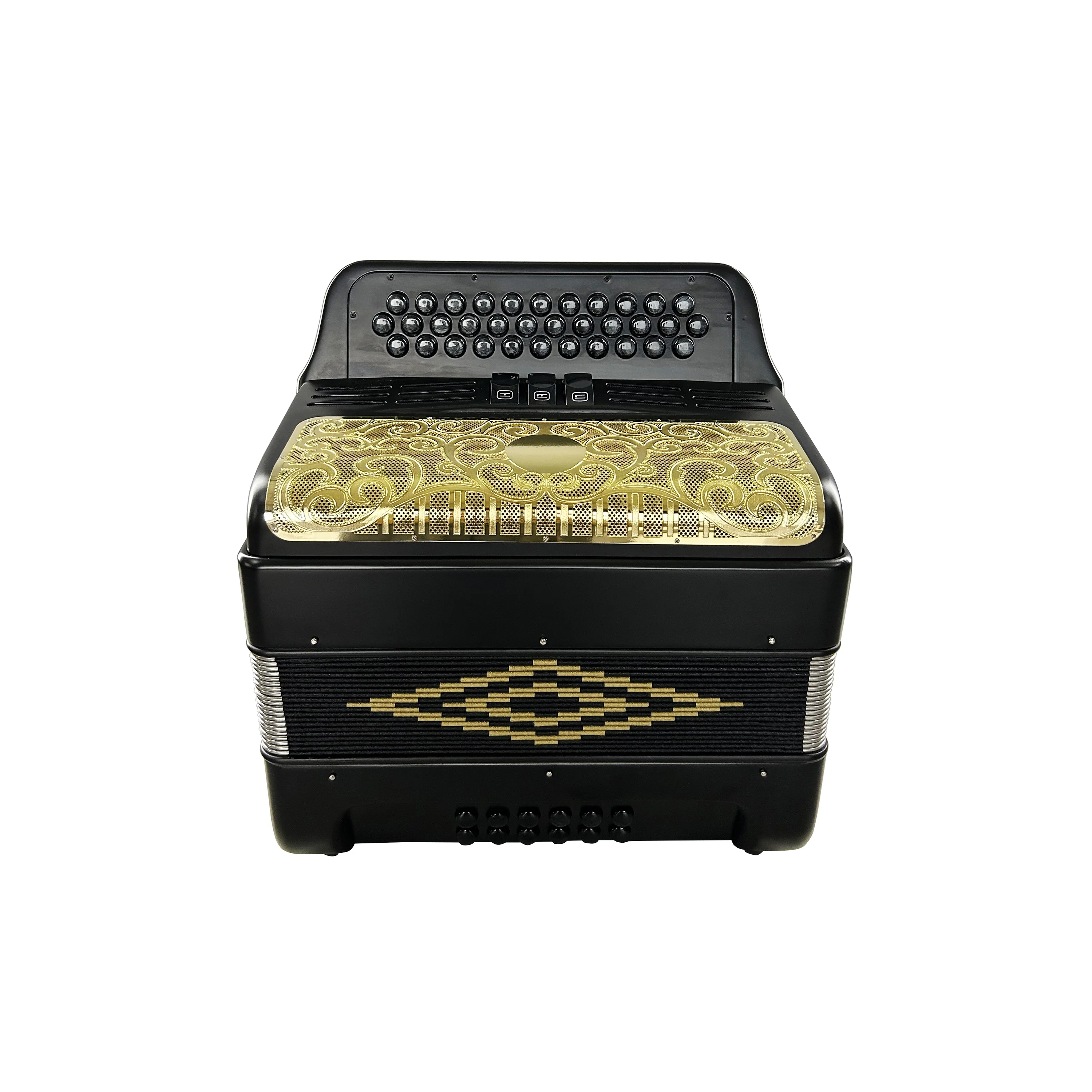 المهنية 34 زر الأسود ماتي الأكورديون JB3412C 12 باس و 3 سجلات الذهب شواء Diatonic آلة موسيقية الأكورديون
