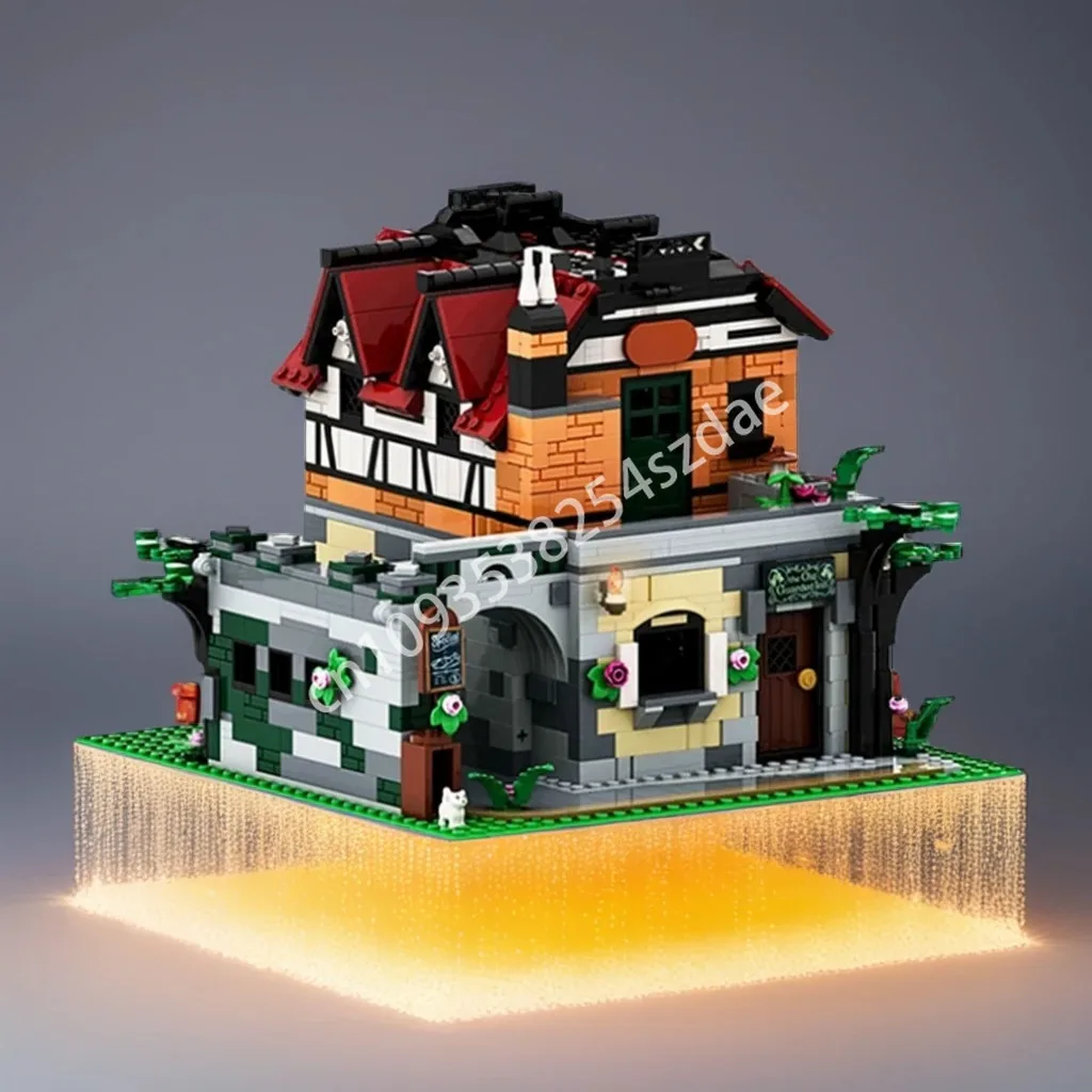1917 pz MOC Il Vecchio Guardato Inn Castello Building Blocks Pensiero Logico su Costruzione FAI DA TE Assemblare Giocattolo Di Natale Regalo