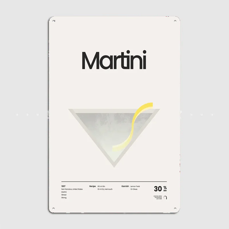Martini Cocktail Minimalist Drink Poster Retro Metal Custom Sign Pub Club Room Decoration Bar Posters Indoor Home Wall Decor