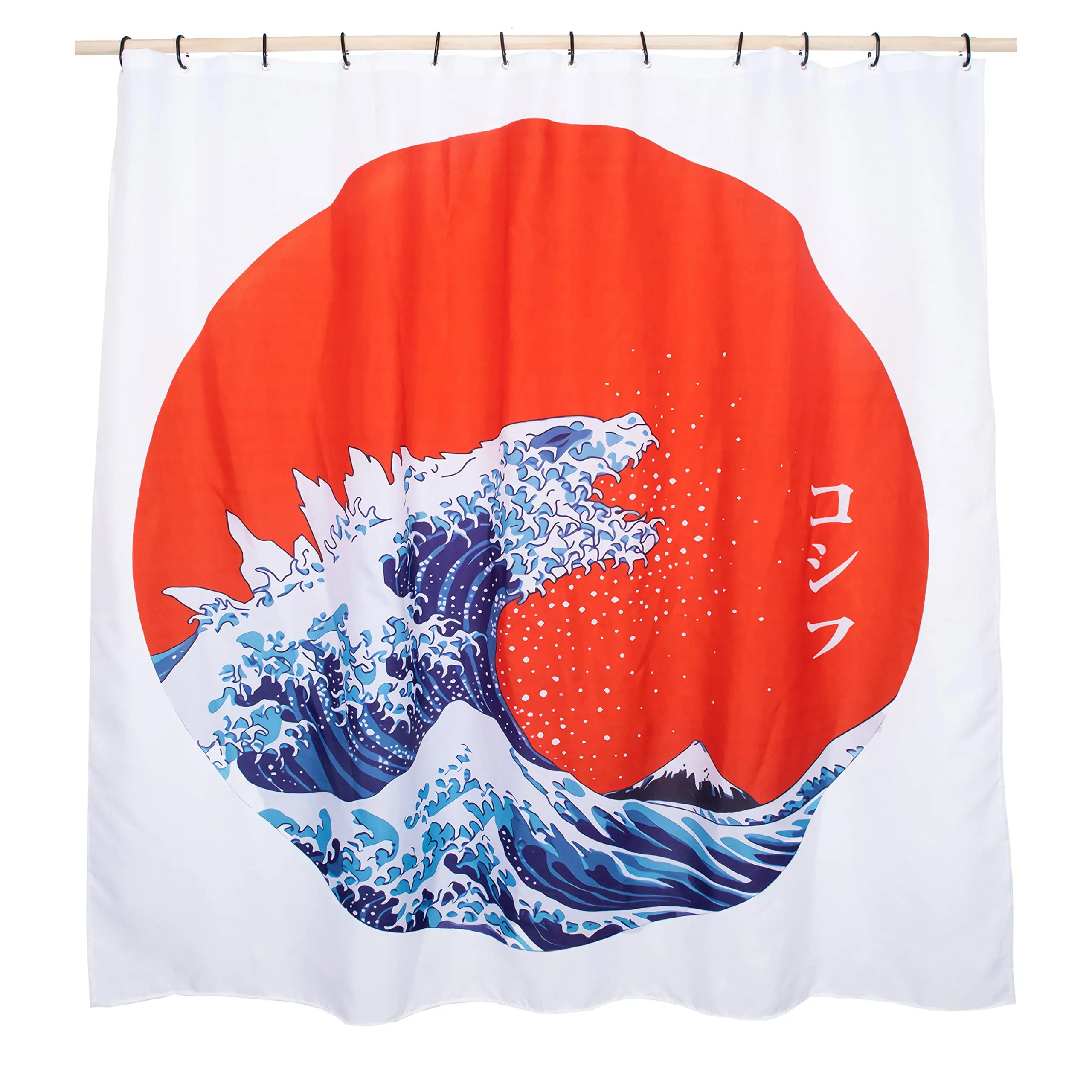 Navy Hokusai Big Wave Shower Curtain Japanese Fun Anime Sea Monster Bathroom Curtain Polyester Waterproof Decorative Curtain