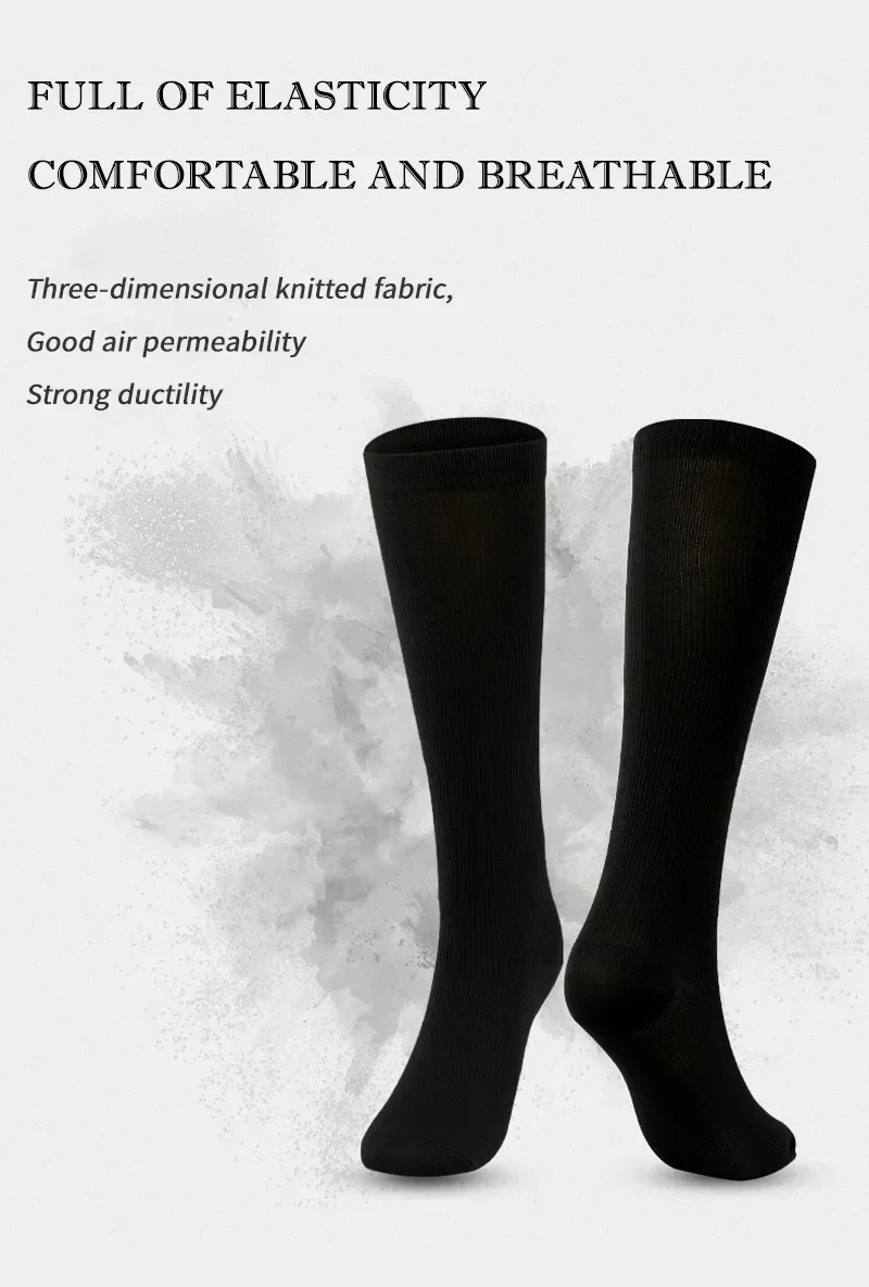 1 Paar Kompressionsstrümpfe für Damen und Herren, 15–20 mmHg, kniehohe Strümpfe für Radfahren, Fußball, Laufen, sportliche Wadensocken – Detail 2