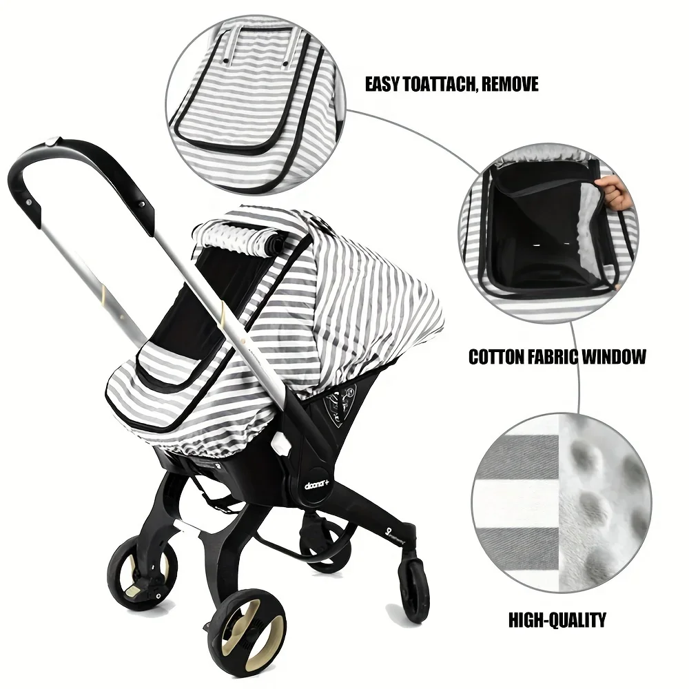 Baby Car Seat Covers for Babies Windproof Infant Carseat Cover for Boys Girls Kick-Proof Car Seat Canopy with Breathable Mesh