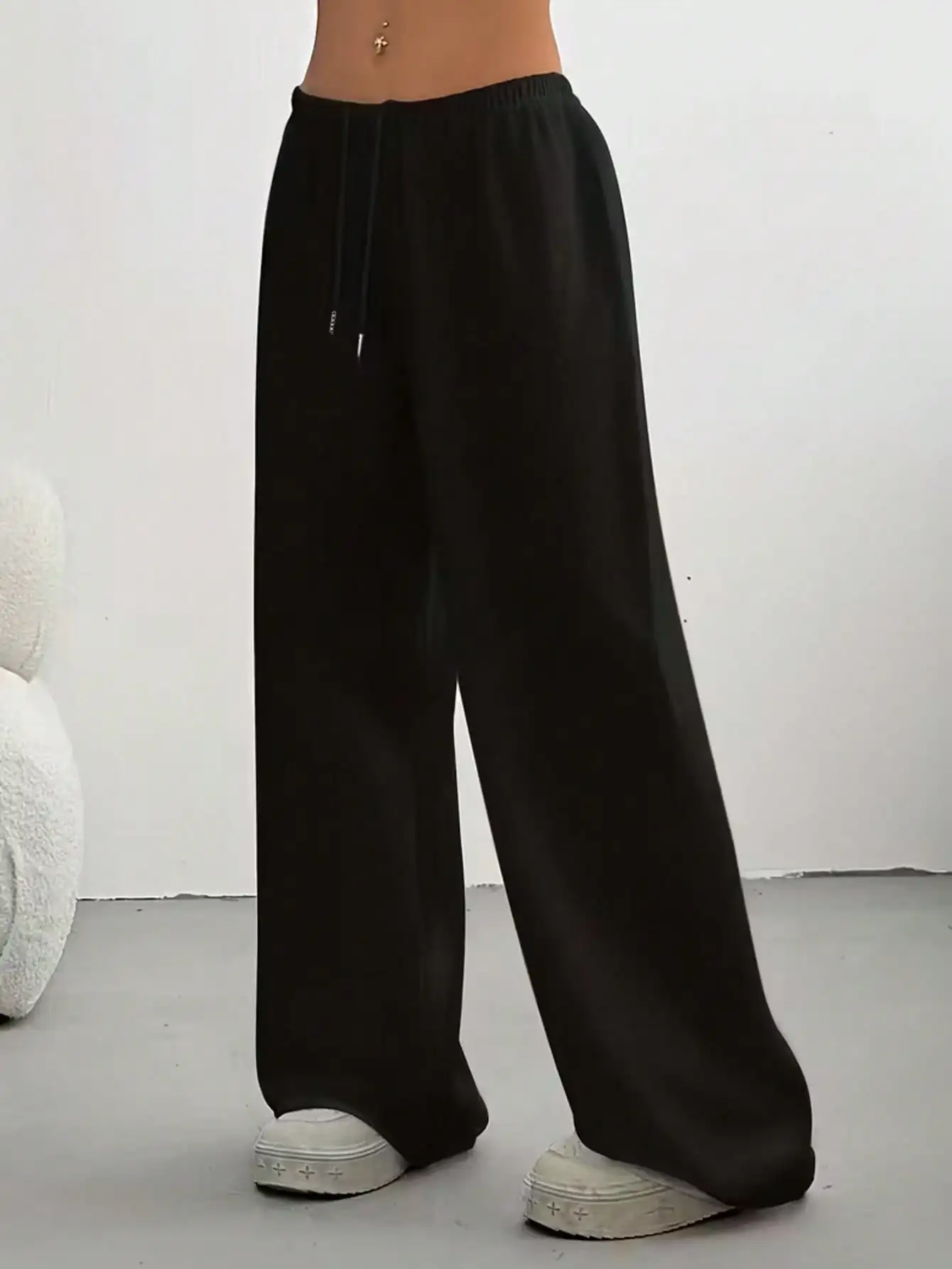 2026 Damen Casual Ganzjahres-Laufhose - Bequeme, lockere, einfarbige Hose mit Kordelzug und elastischem Bund, weites Bein – Detail 16