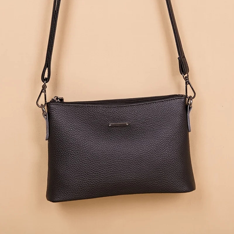 

Кожаный кошелек на плечо со съемным ремешком и застежкой-молнией, женские сумки через плечо однотонного цвета, простой модный аксессуар