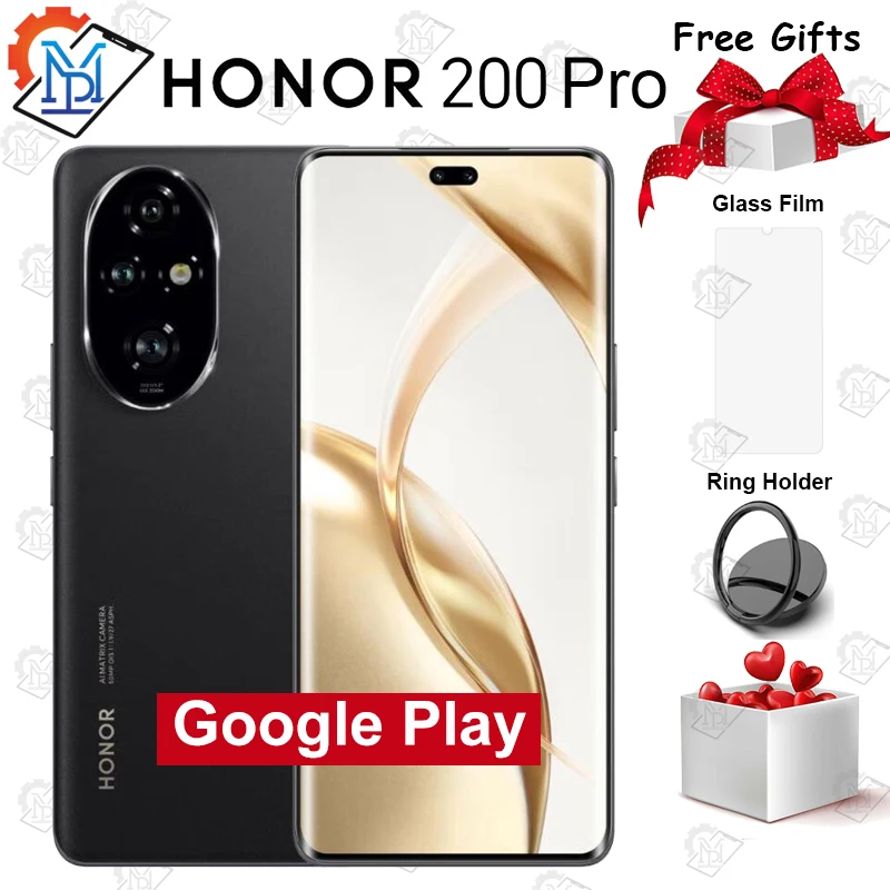 

Original Honor 200 Pro 5G Mobile Phone 6.78" 120Hz Screen Snapdragon 8s Gen 3 Android 14 Camera 50MP NFC Google Play Smarpthone