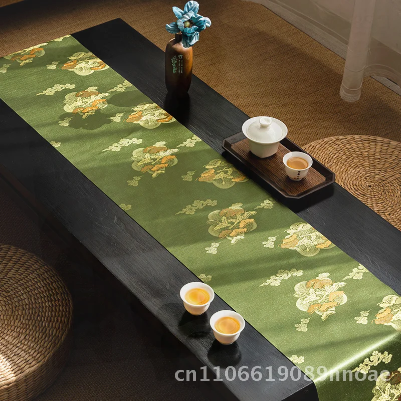 

Gold Silk Jacquard Tea Table Flag Non-Slip Coffee Table Fabric Brocade Yunsong New Chinese Style Insulation Fabric in Multiple