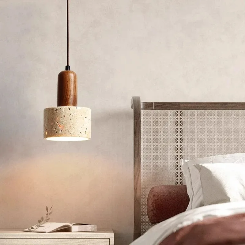 Vintage Yellow Marble Pendant Light Wabi Sabi Nordic Bedroom Bedhead Chandelier for Personality Restaurant Decor