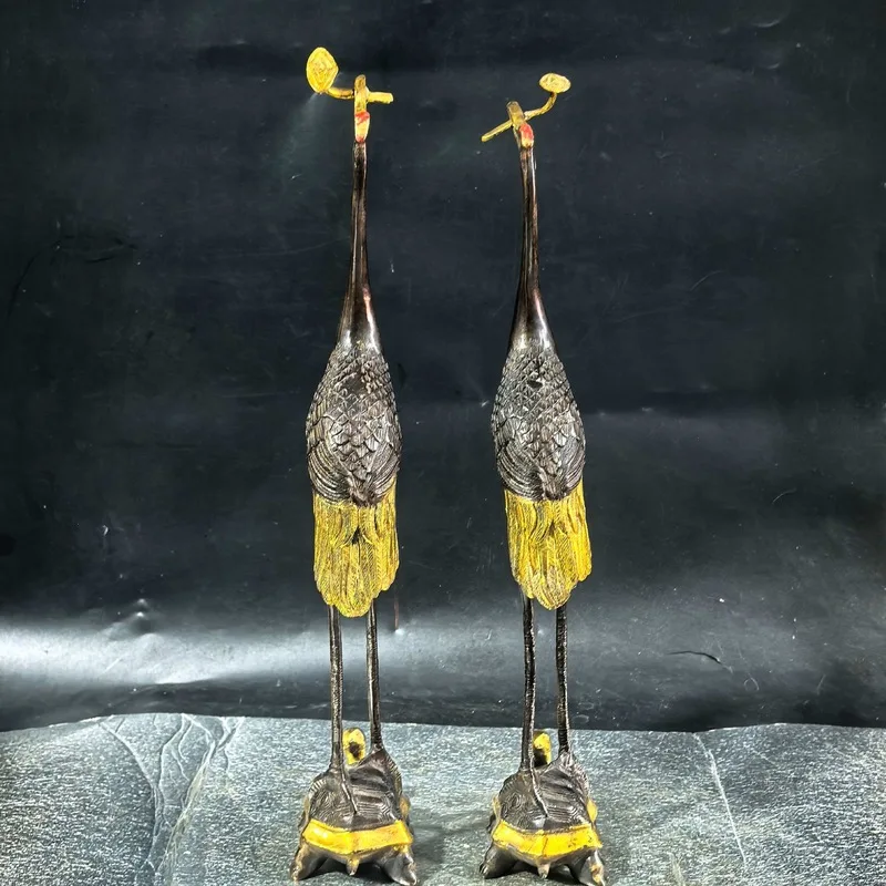 Copper crane sculpture for square and park ponds, red-crowned crane copper sculpture, cast copper crane, copper ornament