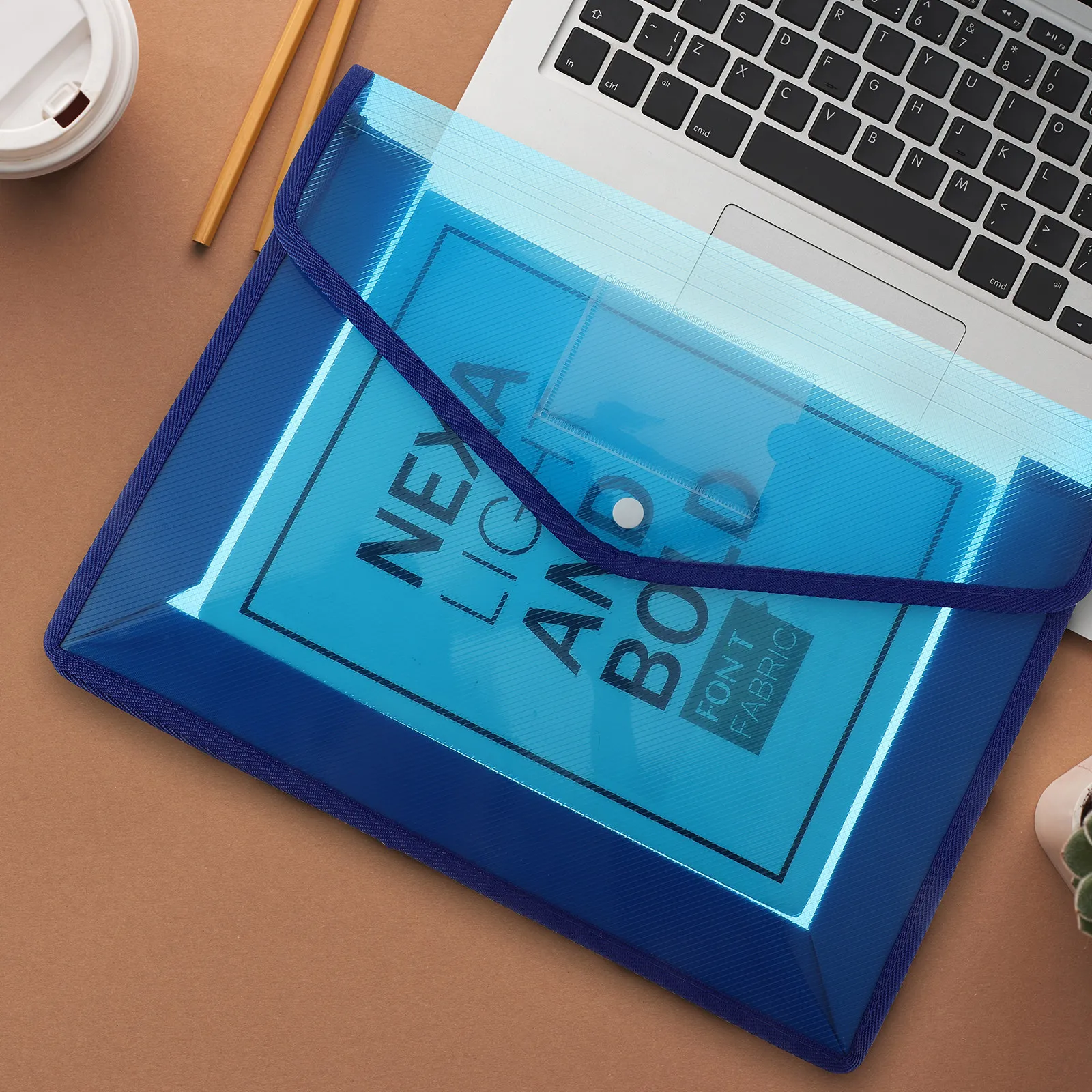 

2Pcs Plastic Document Bag Transparent File Envelope Snap Button Document Storage Organizer A4 Folder Snap Button File Bag