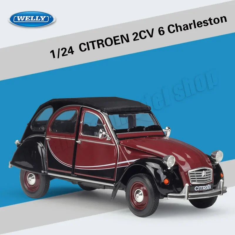 WELLY 1:24 Citroen 2CV 6 Charleston Die-cast Alloy Car Model Toys Collectible Miniature Cars Decoration Holiday Gift Wholesale