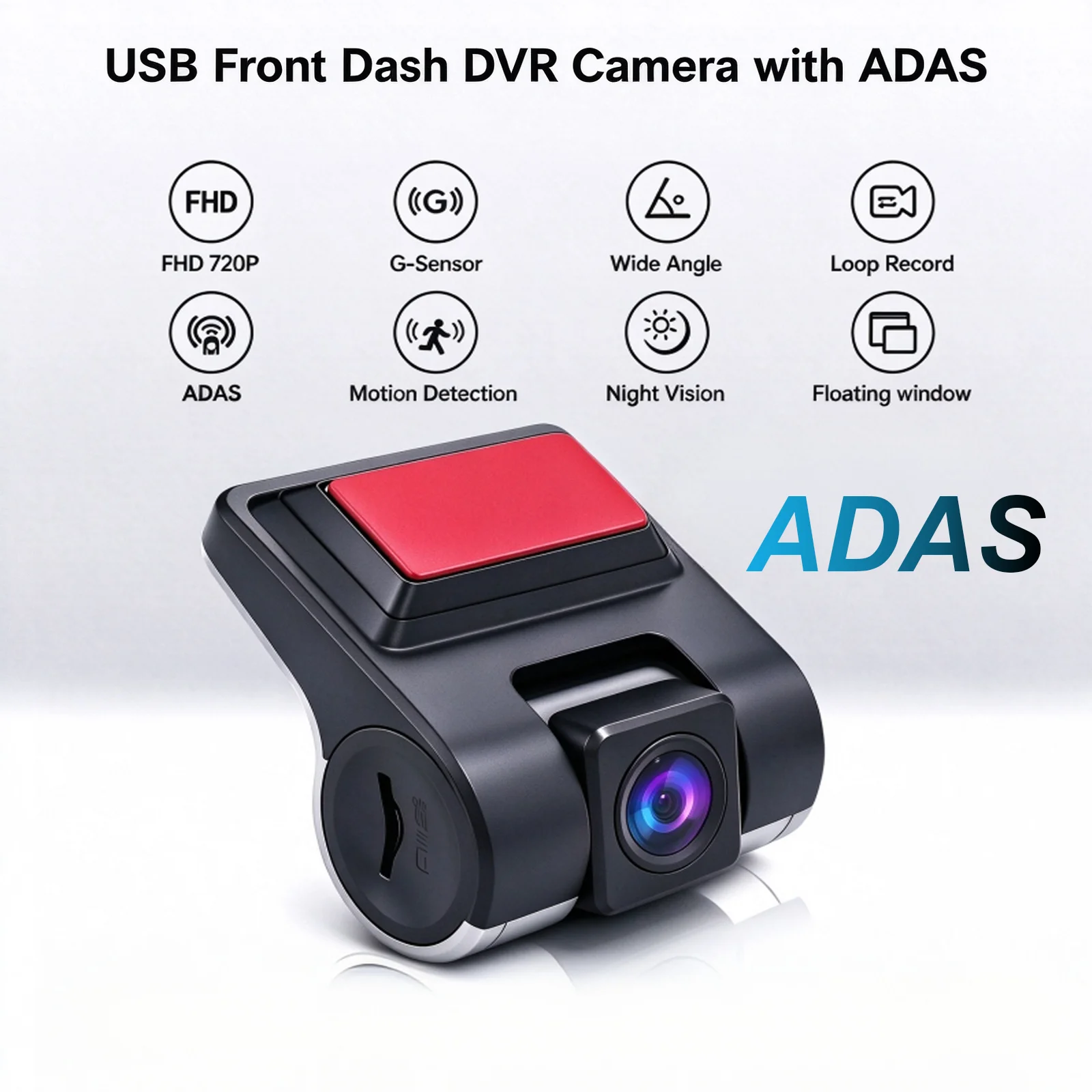 Ezonetronics Dash Camera 720P HD USB Universal Car DVR for Android System with ADAS Plug in the SD Card Easy Installation