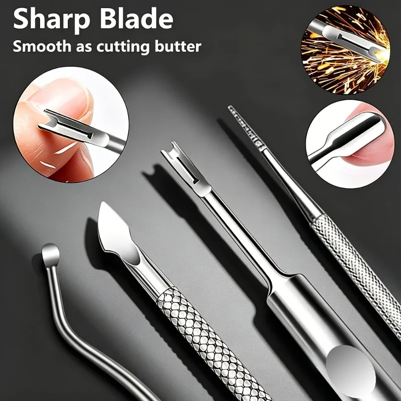 Stainless Steel Nail Care Set For Dead Skin And Calluses, Cuticle Remover Tools Kit, Precision Cutting Edge For Smooth Removal