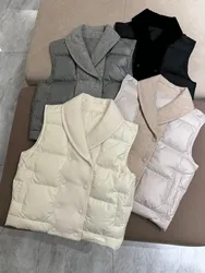 Autumn high-quality cashmere knitted collar goose down vest