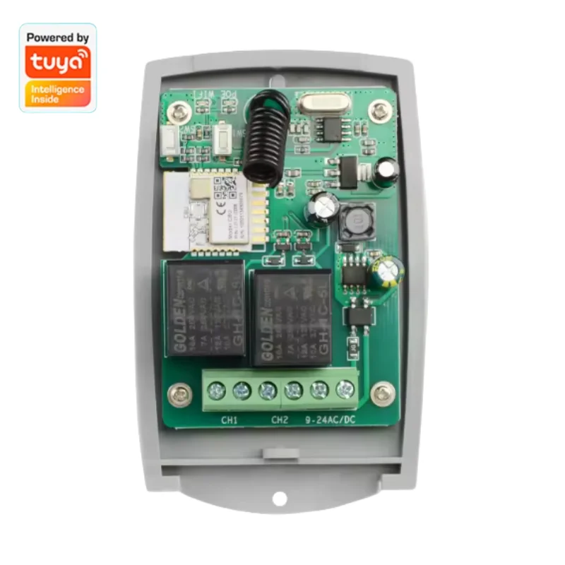 Tuya Inteligente Controle Remoto WiFi Módulo Interruptor Sem Fio, 2CH Polegadas, Auto-Locking, RF 433 Receptor, 10A