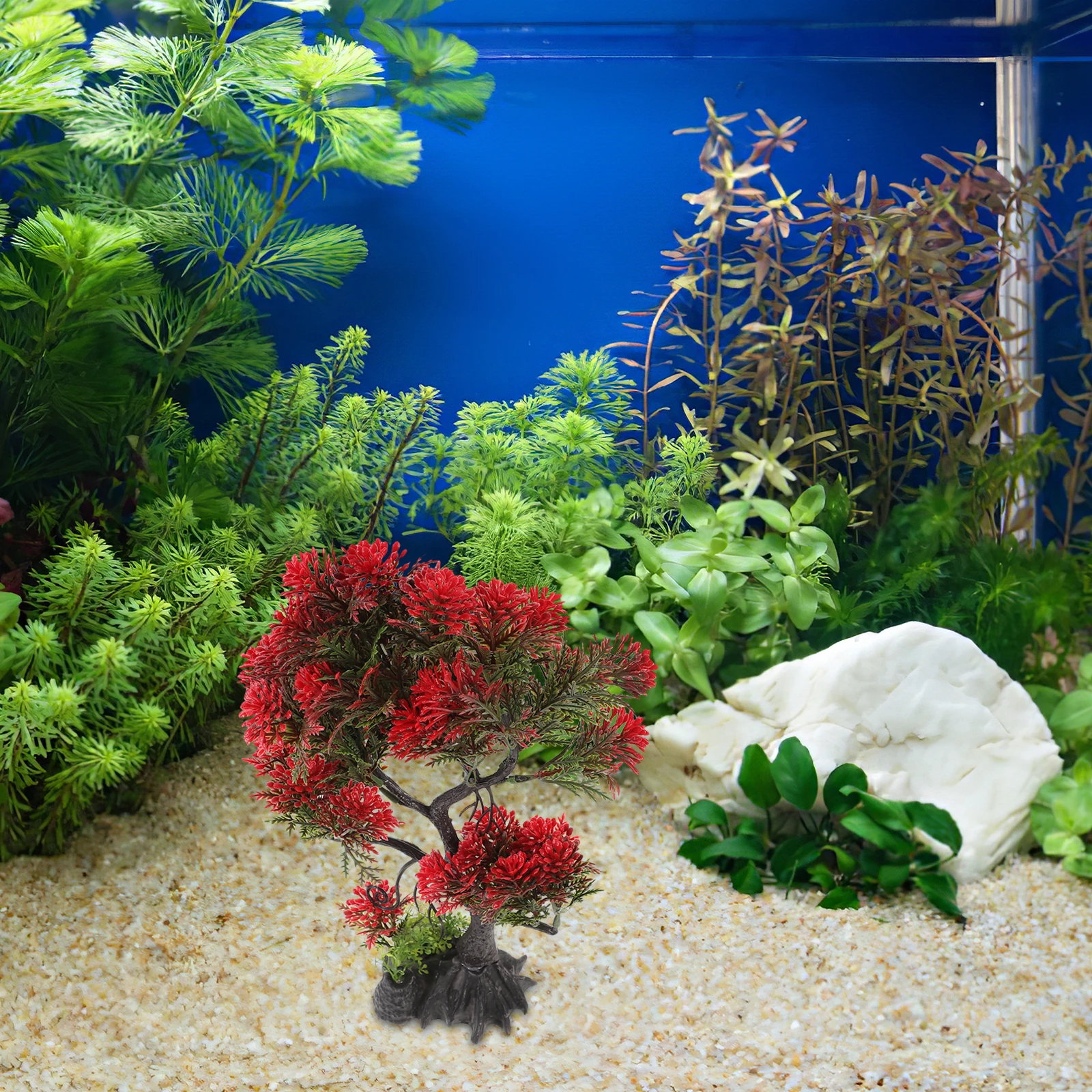 

Aquarium Tree Decor Simulation Fish Tank Ornament Realistic Plastic Plant for Landscaping Reptile Habitat Enhancement