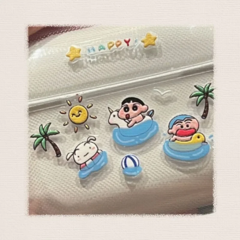 Lindo verano Fiesta EN LA Piscina crayón Shin-chan pegatinas niños personaje de dibujos animados adhesivo impermeable Nail Art pegatinas al por mayor