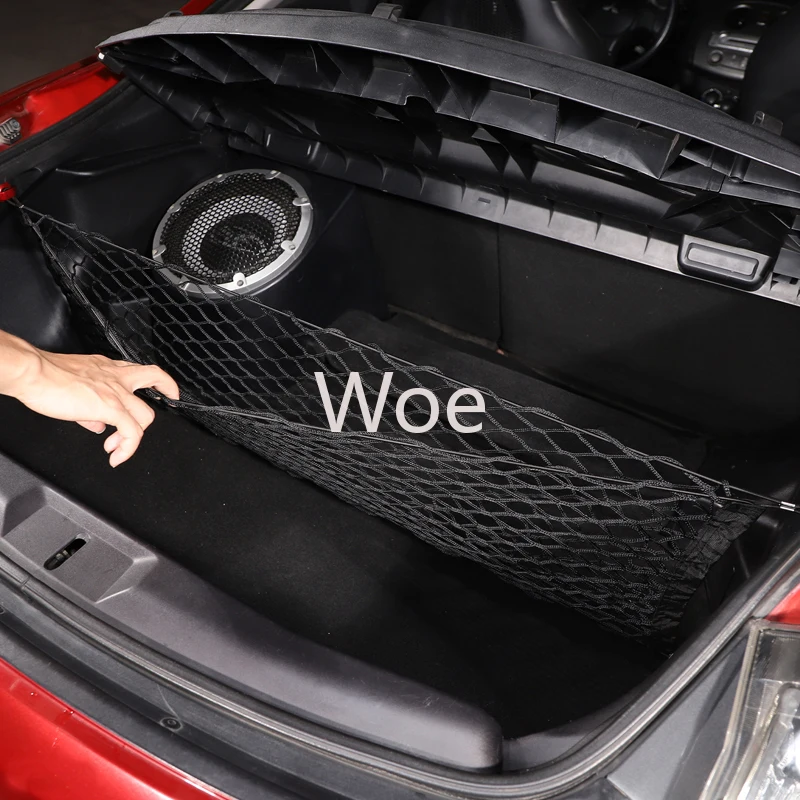 WoeFor Mitsubishi Eclipse 2008 High elastic double layer mesh Black Car Trunk Double Layer Mesh Storage Bag Mesh Car Accessories