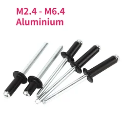 M2.4 - M6.4 Black Aluminium Dome Round Head Pop Open Hollow Pull Blind Rivets Steel Shank Mandrel Exhaust Rivets Pull Nail